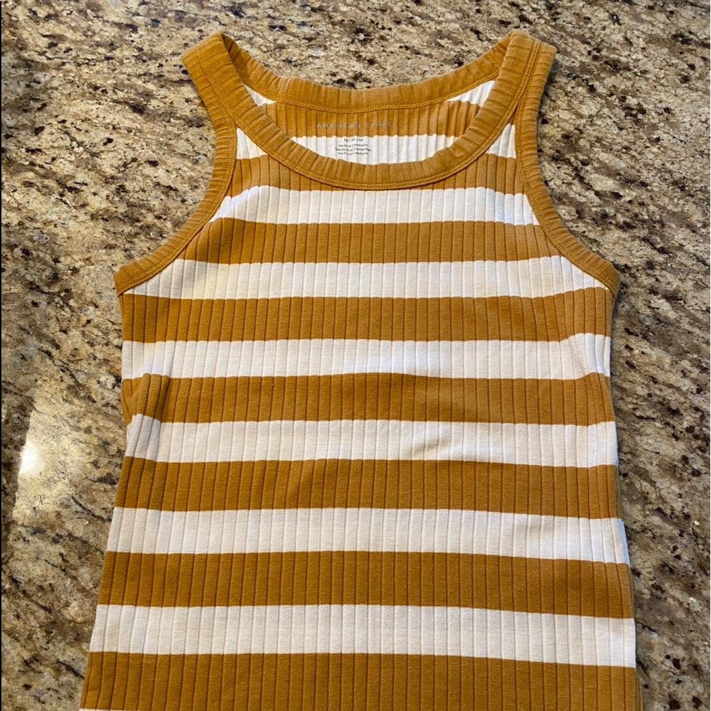 American Eagle High Neck Striped Tank Top